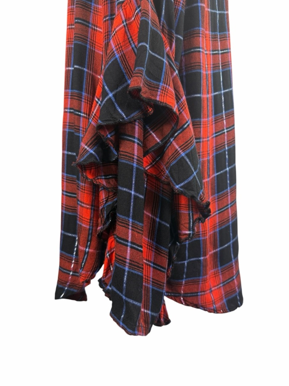 EST. 1946 Red Plaid Ruffle Sleeve Button Down Blouse Fall Chic Size L - Picture 6 of 13